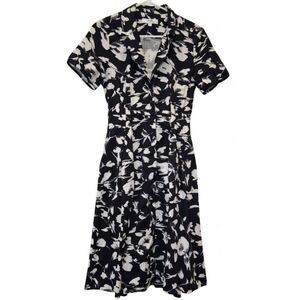 Jason wu womens size 2 shirt dress floral shift dress midi black white pockets